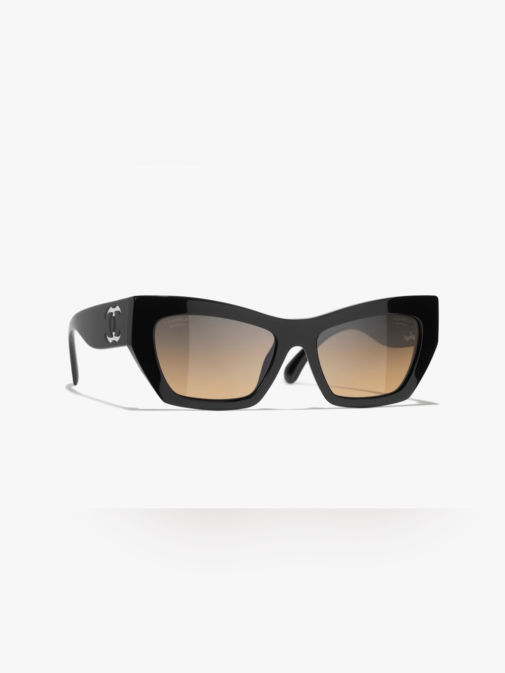 Chanel Black Cat-Eye Sunglasses with Brown Gradient Lenses